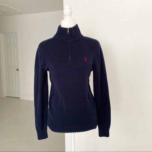Polo Ralph Lauren Sweaters - Ralph Lauren Polo Blue Zipper Pina Cotton Sweater